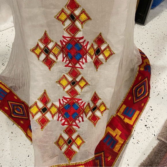 Beautiful hand made Ethopian Eritrean wedding dress hand made embroidery maxi - Picture 8 of 15